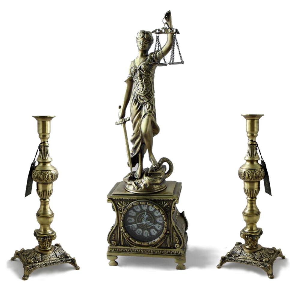 Bello De Bronze Каминные часы с канделябрами "Фемида", "антик"