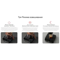 Весы кофейные портативные SMART SCALE 3.0 (POUR-OVER) белые 0,3-2000гр батарея 1800mAH ZeroHero