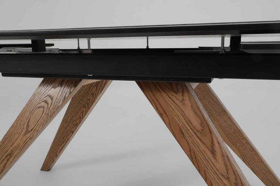 Стол Орландо-М (дуб/нога светлый дуб с черной патиной/столешница стекло Карелия)