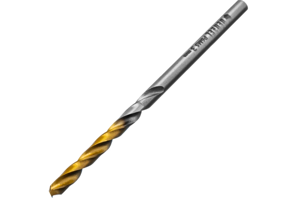 Сверло спиральное по металлу 3x60 мм, Р6М5, Golden Tip, 2 шт Denzel 718225