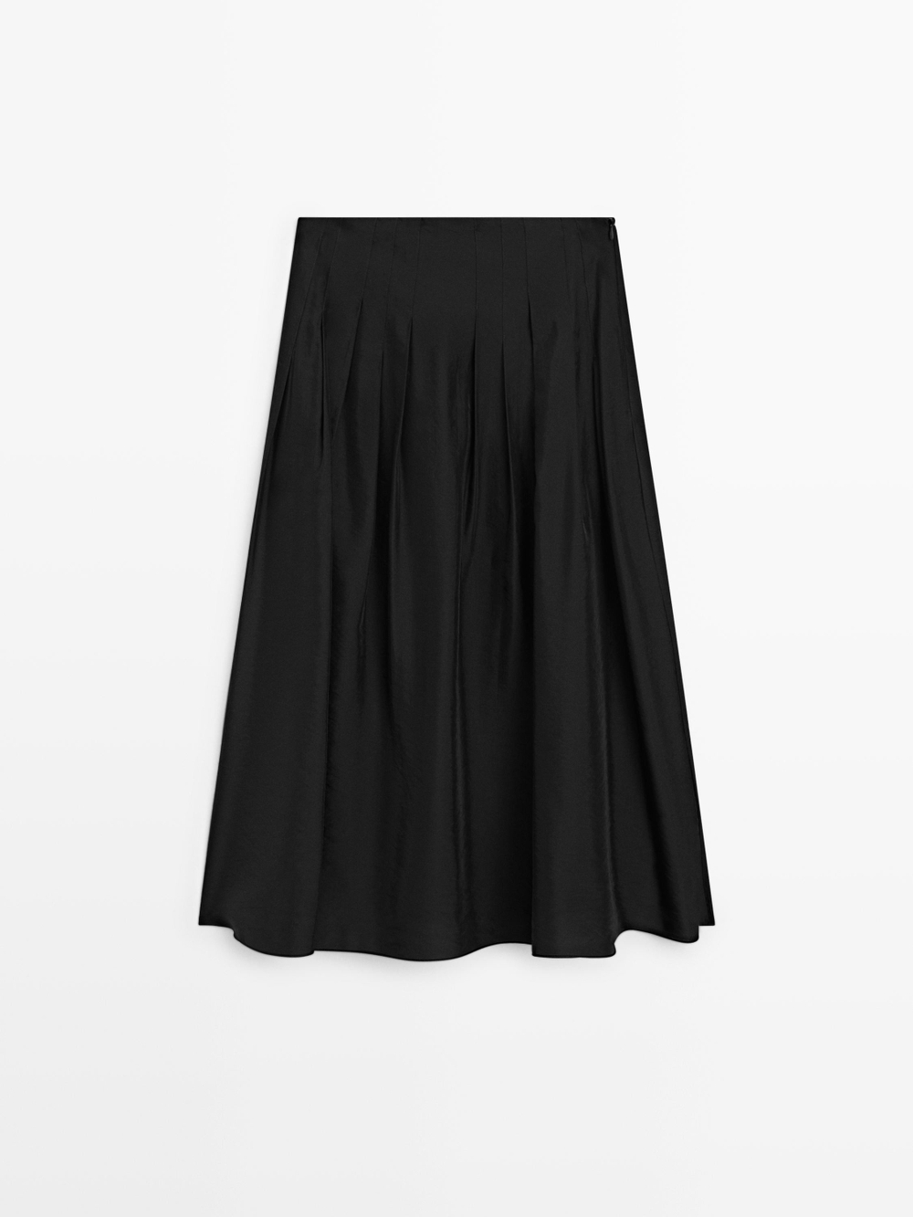 Massimo Dutti Струящаяся юбка миди со складками, черный