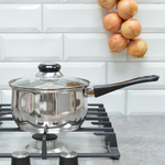 Ковш 1,9л нерж со стеклянной крышкой, с бакелитовой ручкой BAK