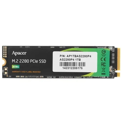 M.2 2280 1TB Apacer AS2280P4 Client SSD AP1TBAS2280P4-1 PCIe Gen3x4 with NVMe, 3000/2000, IOPS 215/390K, MTBF 1.5M, 3D TLC, 800TBW, 0,73DWPD, RTL (918253)