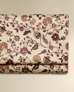 Zara Home - Атласная простыня с цветочным принтом, бежевый, 240x280 см