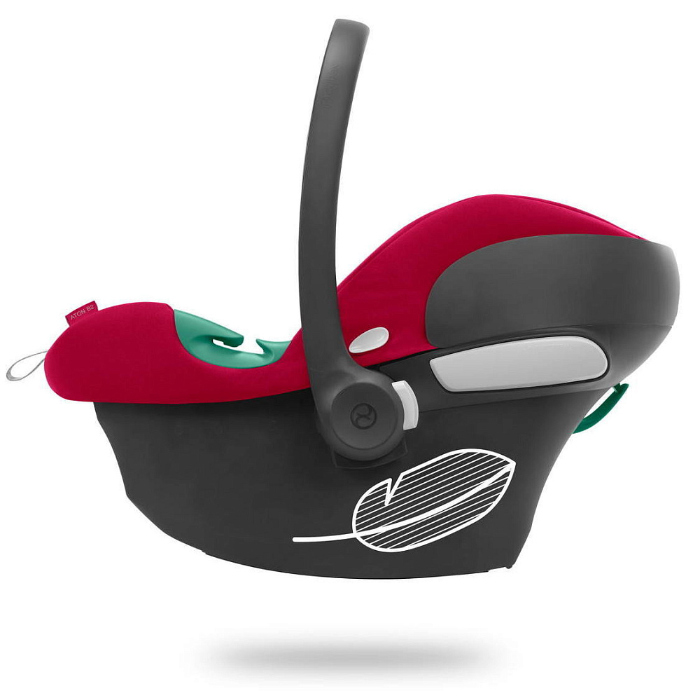Коляска Cybex Coya Rosegold Frame Aton B2 i-Size Dynamic Red Leaf Green с дождевиком и бампером