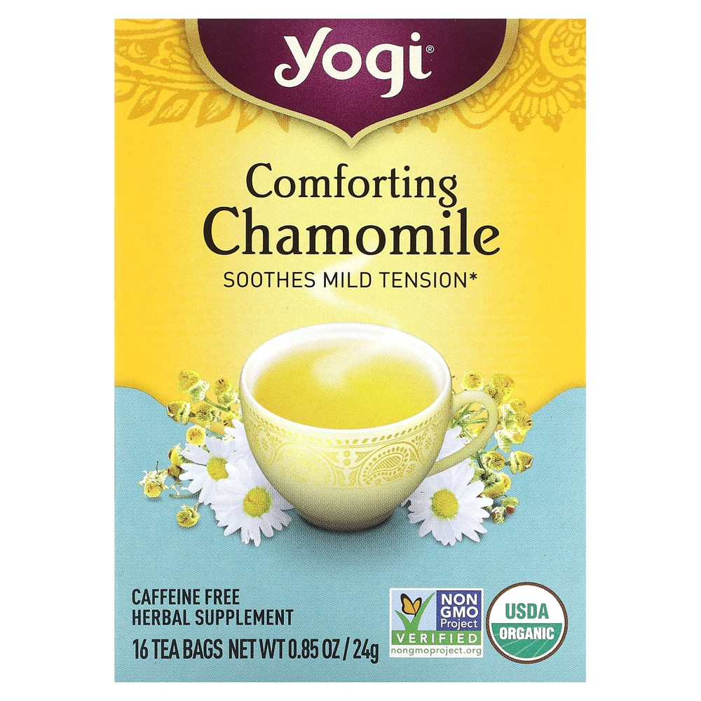 Yogi Tea, успокаивающая ромашка, без кофеина, 16 чайных пакетиков, 24 г (0,85 унции)