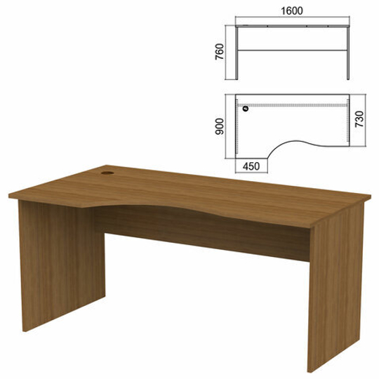 Стол эргономичный "Арго", 1600х900х760, левый, орех (КОМПЛЕКТ)
