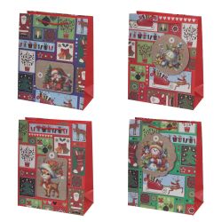 GAEM Пакет подарочный M (бумага 210г/м2, блок 12шт), L26 W12 H32 см, 4в.