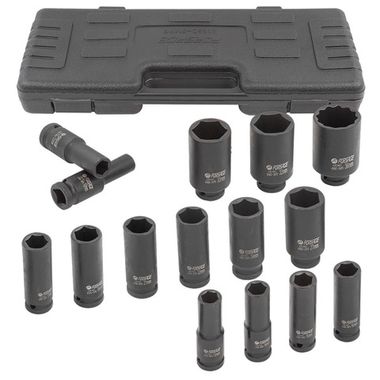 Набор головок ударных глубоких 15пр.,1/2''6гр.(10,12-17,19,21,22,24,27,30,32мм,36мм-12гр), в пластиковом кейсе Forsage F-4166D-5MPB