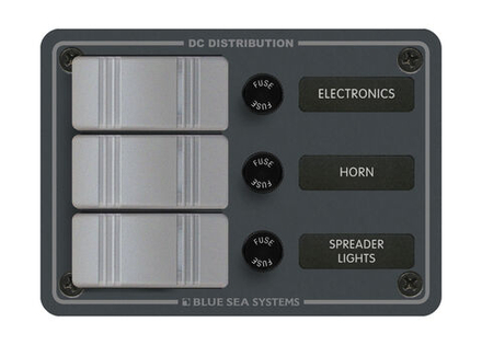 Панель бортового питания 3 переключателя (серые клавиши), с предохранителями