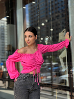 Топ Miss Sumaya 185 на резинке с длинным рукавом и затяжками спереди