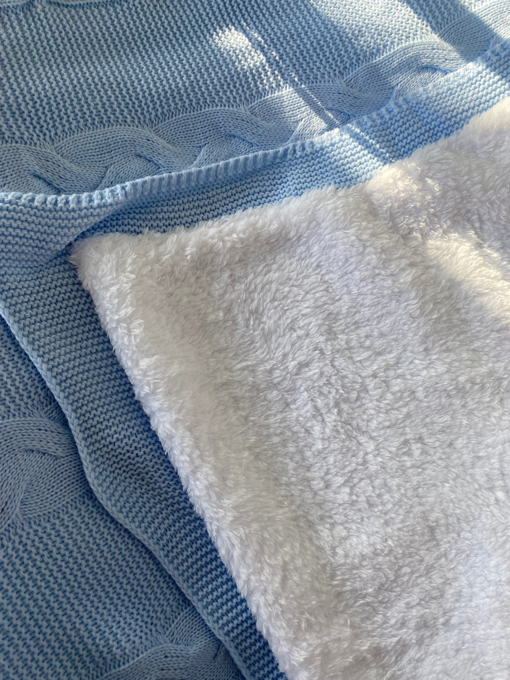 Теплый плед с мехом "Коса" (Серый)