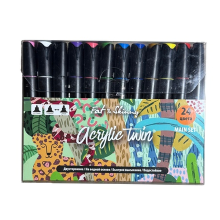 Набор акриловых маркеров Fat&Skinny Duo - 24шт "MAIN" (1 / 2,5мм)
