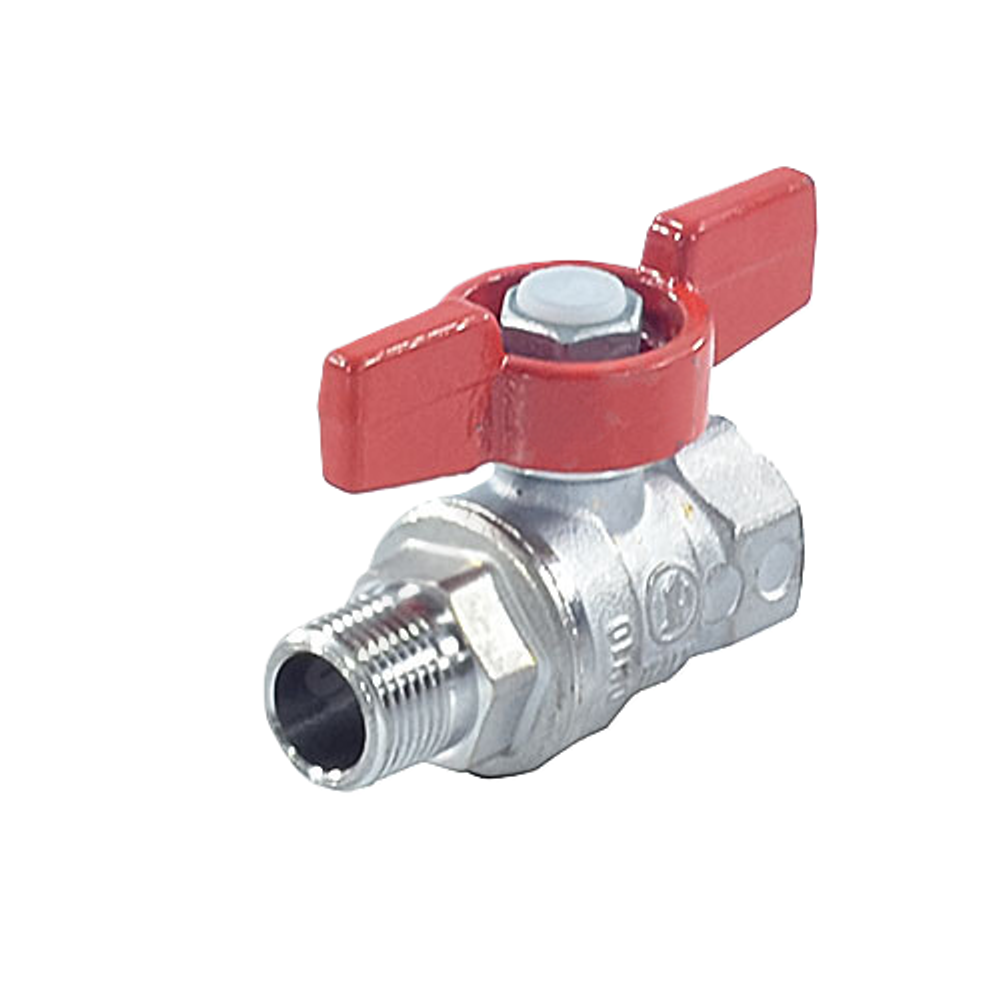 Кран шаровой латунь хром R254D Ду 8 Ру42 ВР/НР бабочка красная Giacomini R254X001