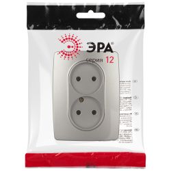 Розетка ЭРА Серия 12 12-2107-16 , 2X2P, 16А-250В, титан | ЭРА 12 Титан
