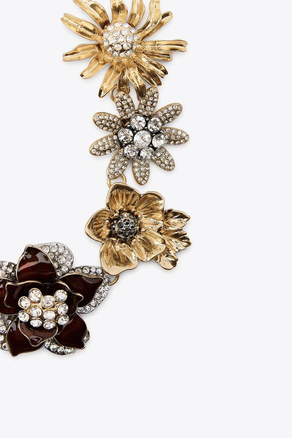 ZARA ОЖЕРЕЛЬЕ С ЦВЕТАМИ, СТРАЗАМИ И БЛЕСТКАМИ, РАЗНОЦВЕТНЫЙ