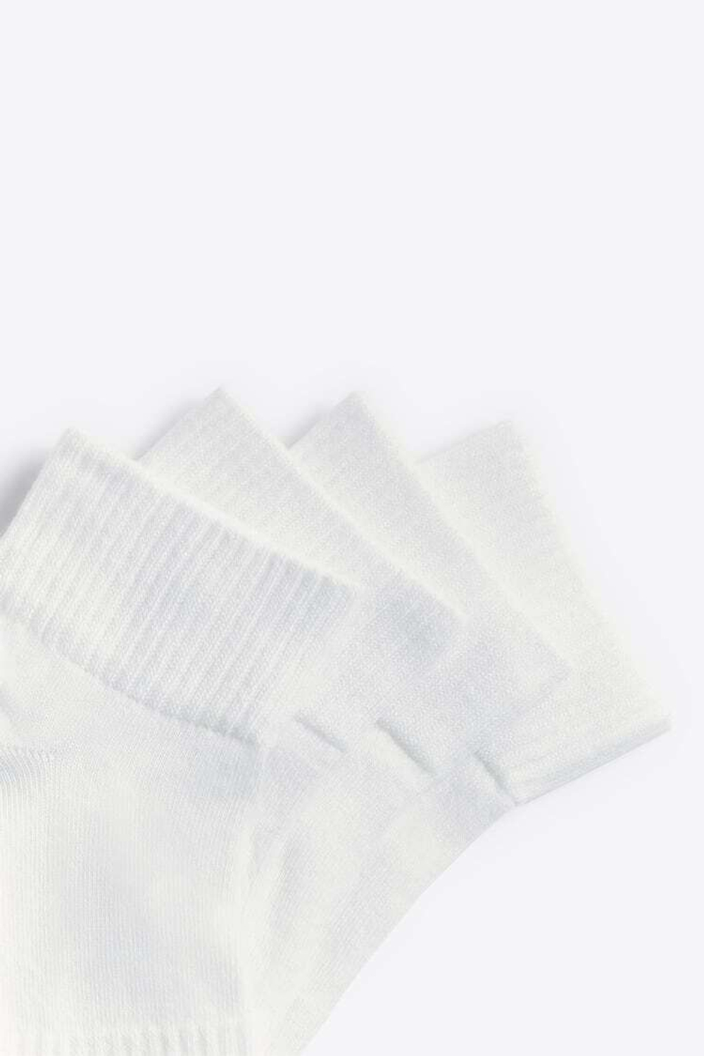 ZARA НАБОР ИЗ 4 ПАР КОРОТКИХ НОСКОВ, БЕЛЫЙ