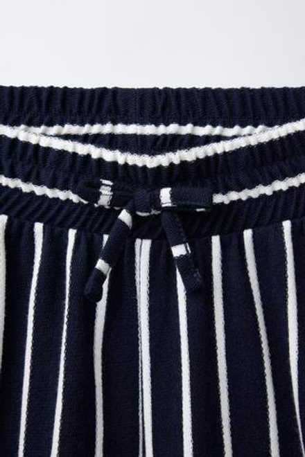 ZARA ПРЯМЫЕ БРЮКИ В ПОЛОСКУ, МОРСКОЙ СИНИЙ