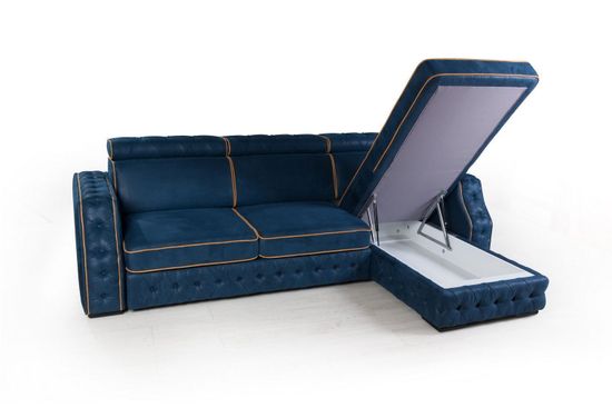 Portofino угловой диван-кровать замша синий