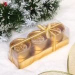 Свечи новогодние «Снежинки» 17*6*6см (набор 3шт), Золото