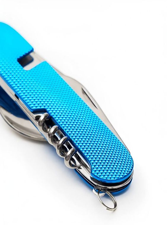 Мультитул 6в1 походный приборы: нож, вилка, ложка, открывашка Синий