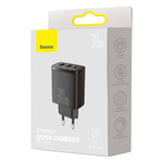 Зарядное устройство Baseus Compact Quick Charger 2U+C 30W - Black