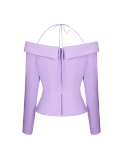 Блейзер корсетного типа c открытыми плечами из крепа со шнуровкой