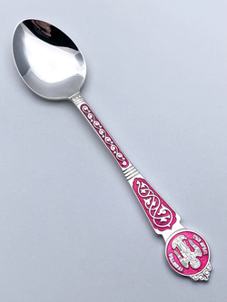 Ложка из серебра/Без покрытия, Эмаль/Ангел-Хранитель