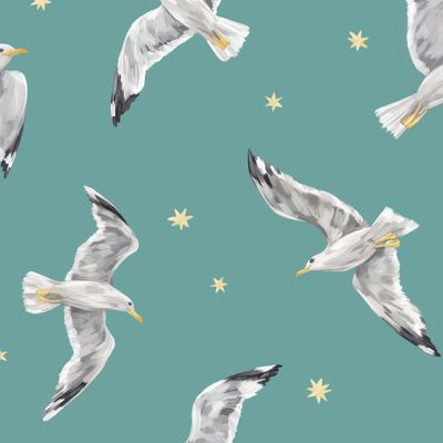 Чайки на бирюзовом фоне
