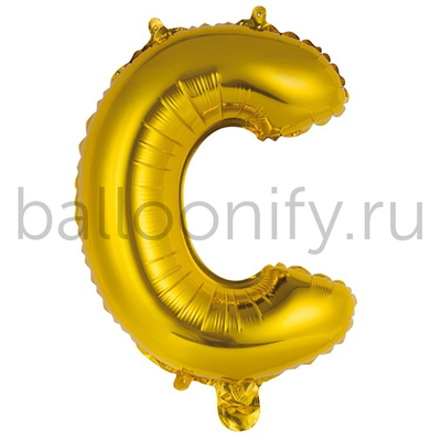 Фольгированная фигура, Буква С 35 см Gold
