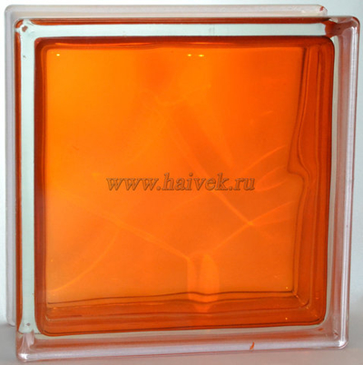 Стеклоблок оранжевый волна Vitrablok 24х24х8