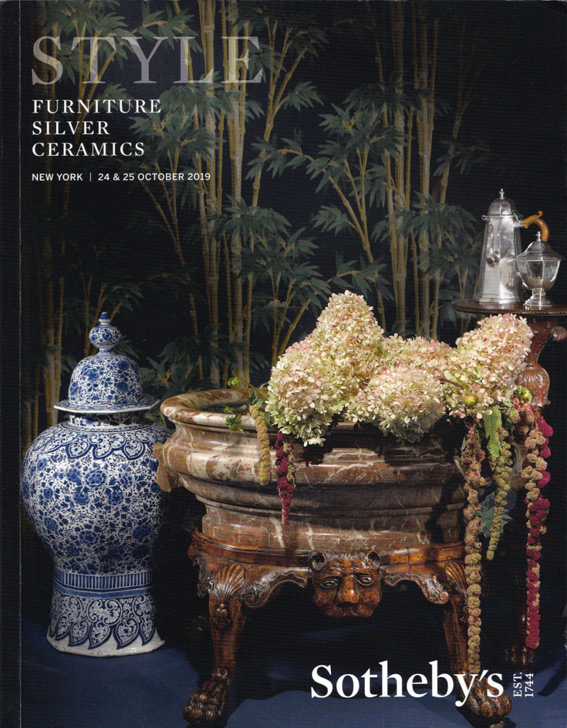 Каталог аукциона Sotheby's, Нью-Йорк, Стиль: Мебель, серебро, керамика от 24-25 октября 2019 года