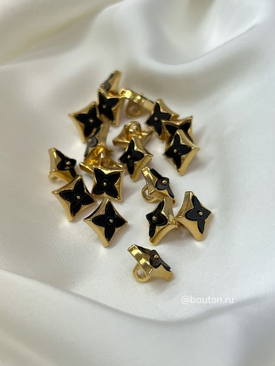 Пуговицы ЛВ черные золото цветок