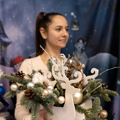 Новогодняя композиция из нобилиса "Северный олень"