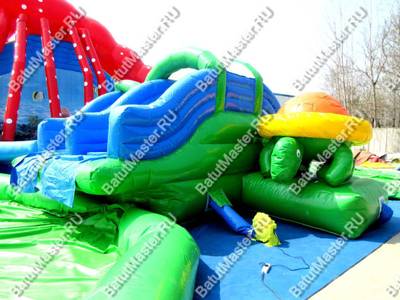 Наземный надувной аквапарк «Аквасфера-2», бассейн с круглым бортом и горкой 27*20*8 м