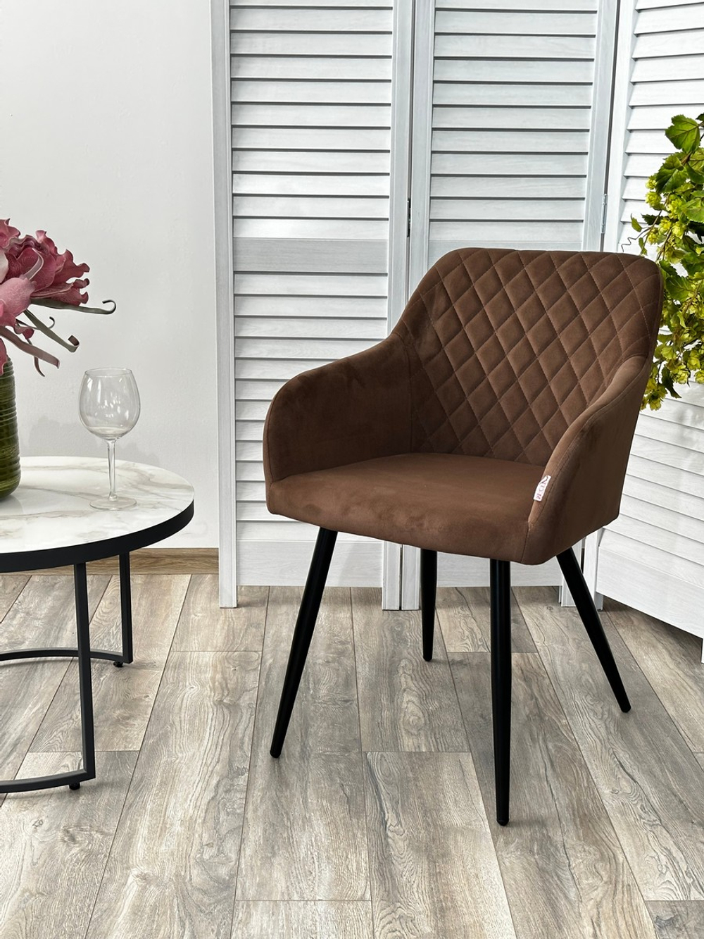 Стул М-City DISAUR Бренди (Brandy) 505-11 Кофе, Велюр "Беспальчиковый", Черный каркас