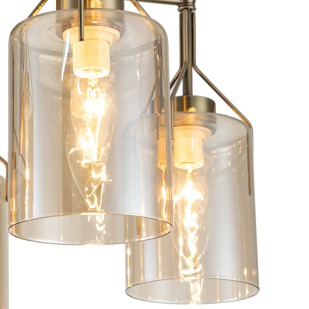 Светильник на штанге 5x40Вт E14, металл/стекло, бронза