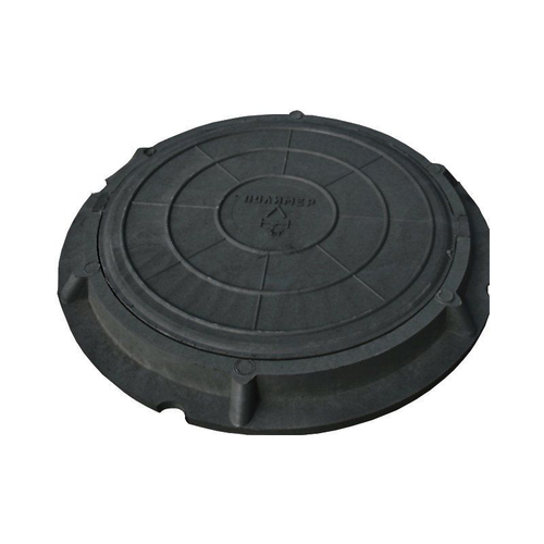 Люк полимерно-композитный Л -60 круглый нагрузка 30кН с запорным устройством, чёрный