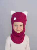 Шлем зимний вязаный (Малиновый) КИС