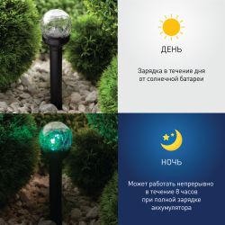 SL-PL33-CRAC ЭРА Садовый светильник на солнечной батарее, пластик,стекло, черный, 33 см | Садовые декоративные светильники