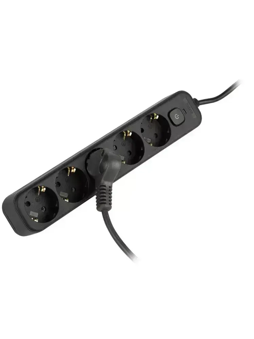 Сетевой фильтр Intro SFE530-B с базовой защитой с заземлением с выключателем 5 розеток 3м 10А черный / удлинитель сетевой 3м