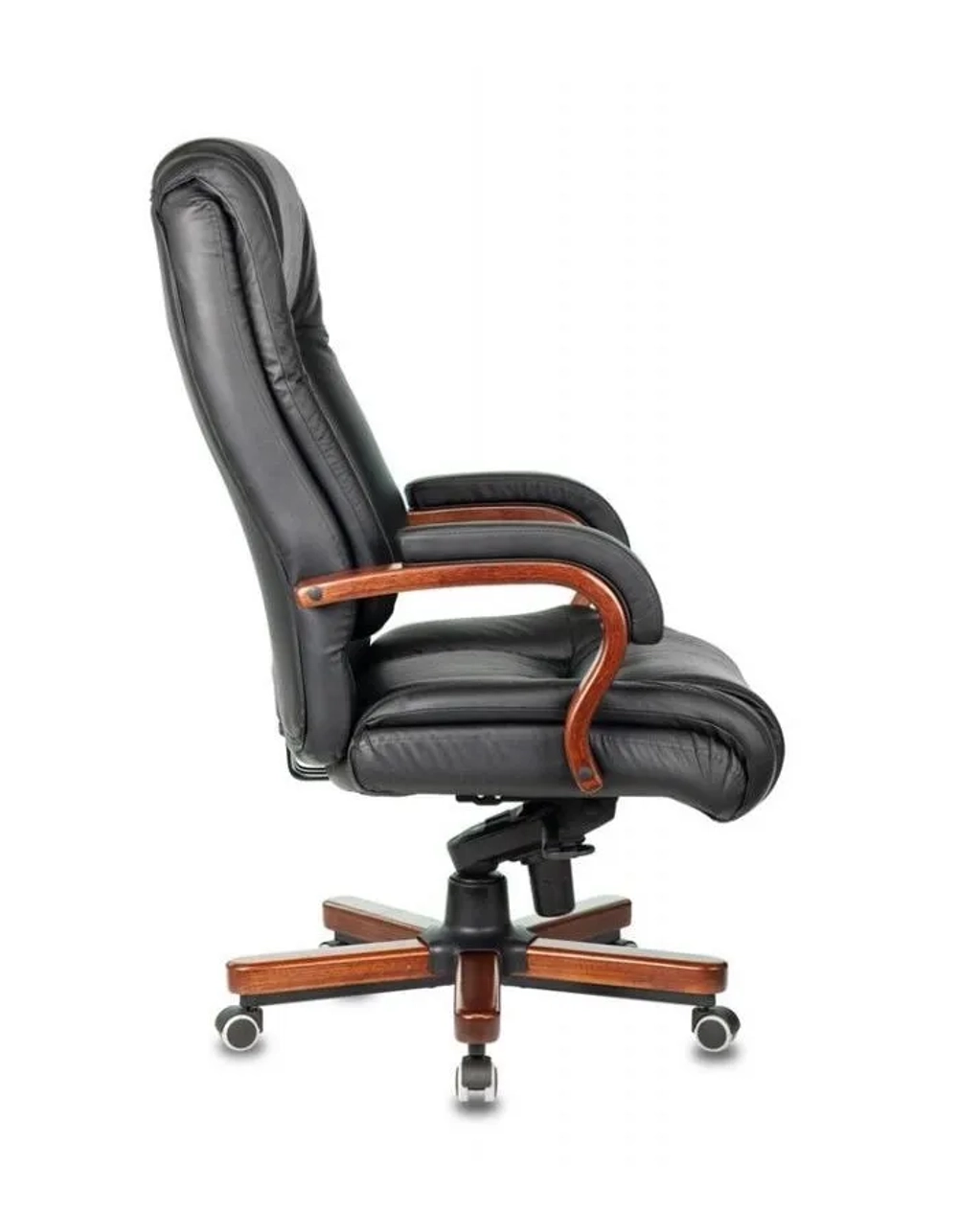 Кресло руководителя Бюрократ T-9925WALNUT/BLACK черный кожа крестовина дерево