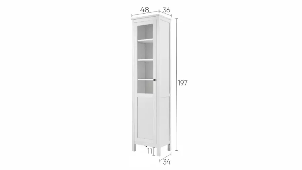 Шкаф-витрина стекло/панель - аналог IKEA HEMNES / ХЕМНЭС/ ХЕМНЕС / КЫМОР / ИКЕА 49х198х37 см, белый