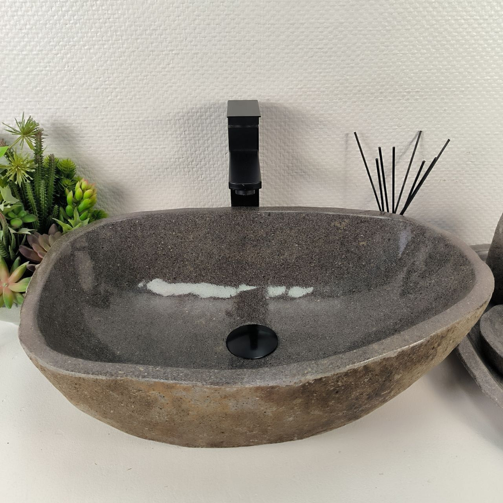 Каменная раковина из речного камня RS-04891 (54*35*15) 0857 из натурального камня