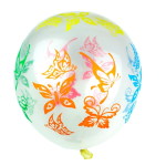 Шар воздушный прозрачный Alingar, №12, "Цветы", с цветным рисунком, 100шт/уп, пакет с европодвесом