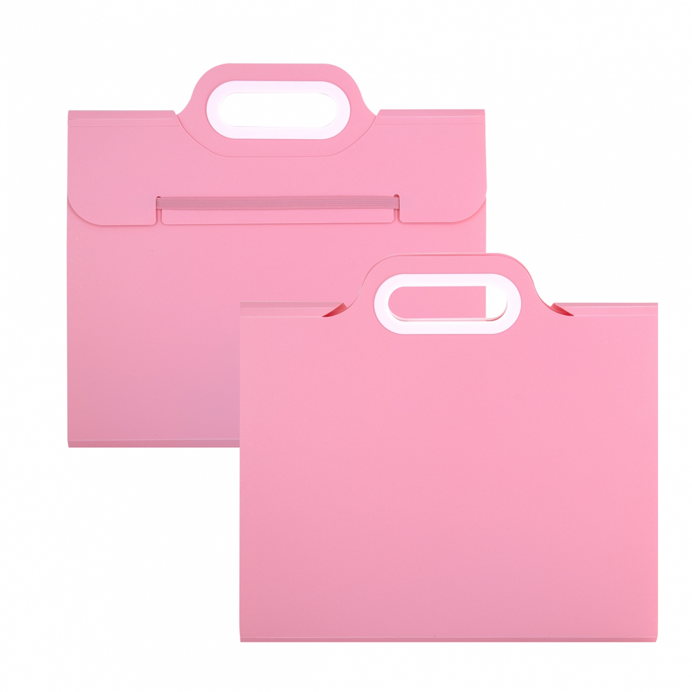 Папка-картотека Alingar, 332х302 мм, на резинке, прорезная ручка, пластик, 700 мкм, 11 отделений, розовый