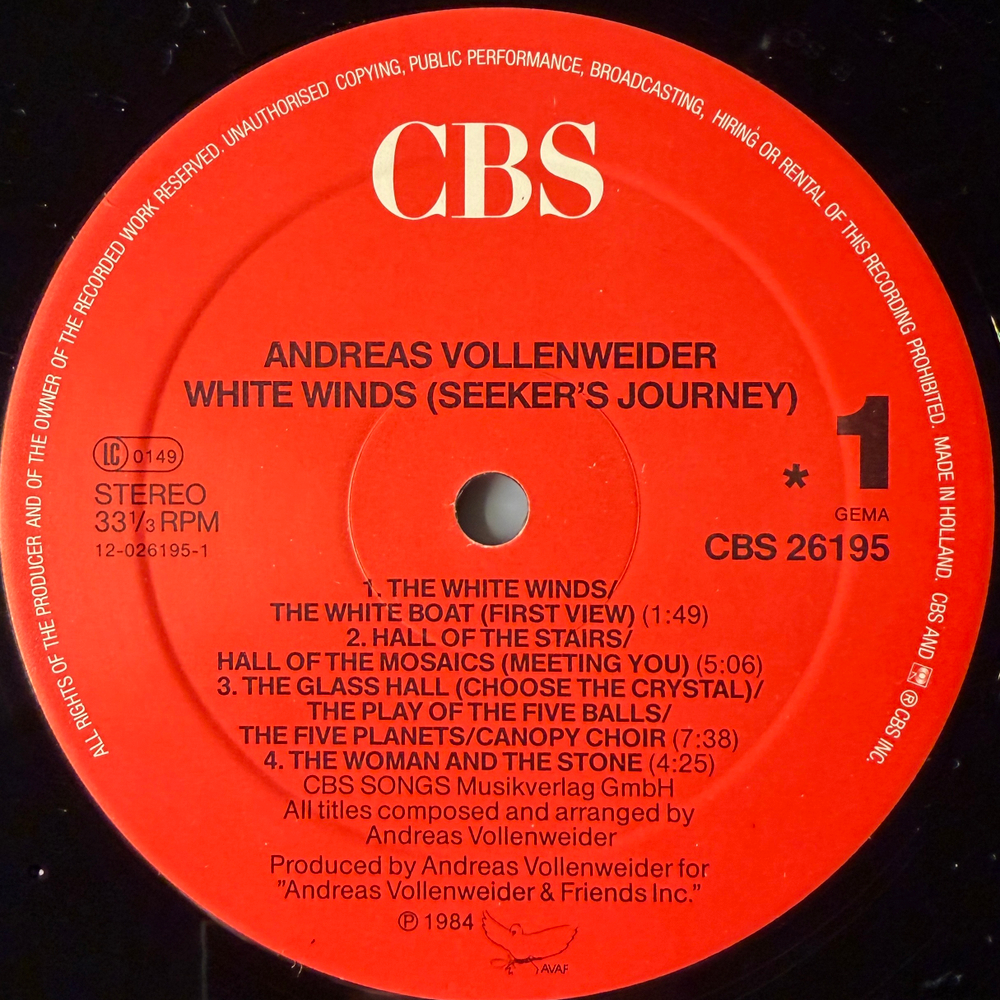 Andreas Vollenweider ‎– White Winds (Голландия) Т