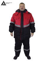 Костюм мужской зимний «СЕВЕРНАЯ ШИРОТА» (куртка+брюки) цв.черный/красный БОЛЬШОЙ РАЗМЕР