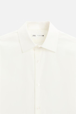 ZARА РУБАШКА SLIM FIT, ЖЕЛТОВАТО-БЕЛЫЙ