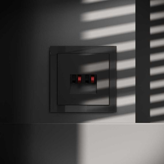 Розетка акустическая встраиваемая Voltum S70 4-местная, (черный матовый) VLS060308